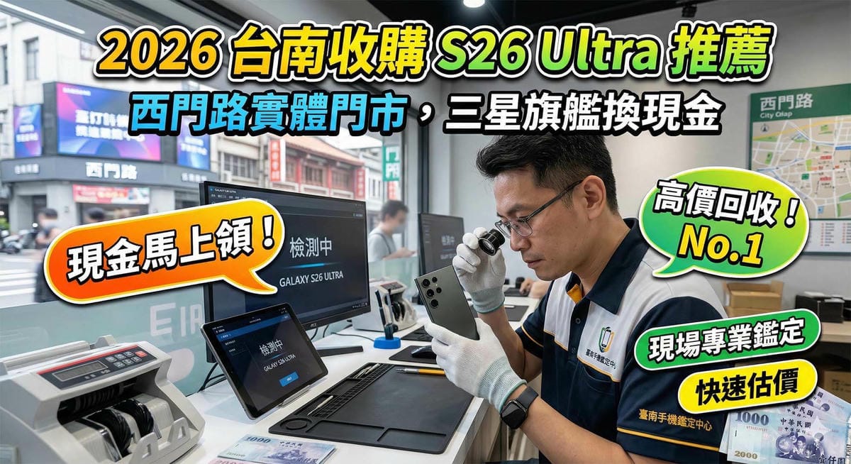 台南收購S26 Ultra推薦，西門路實體門市三星二手手機專業估價 (Highly recommended Tainan S26 Ultra buyback, professional used Samsung phone valuation at Ximen Road physical store)